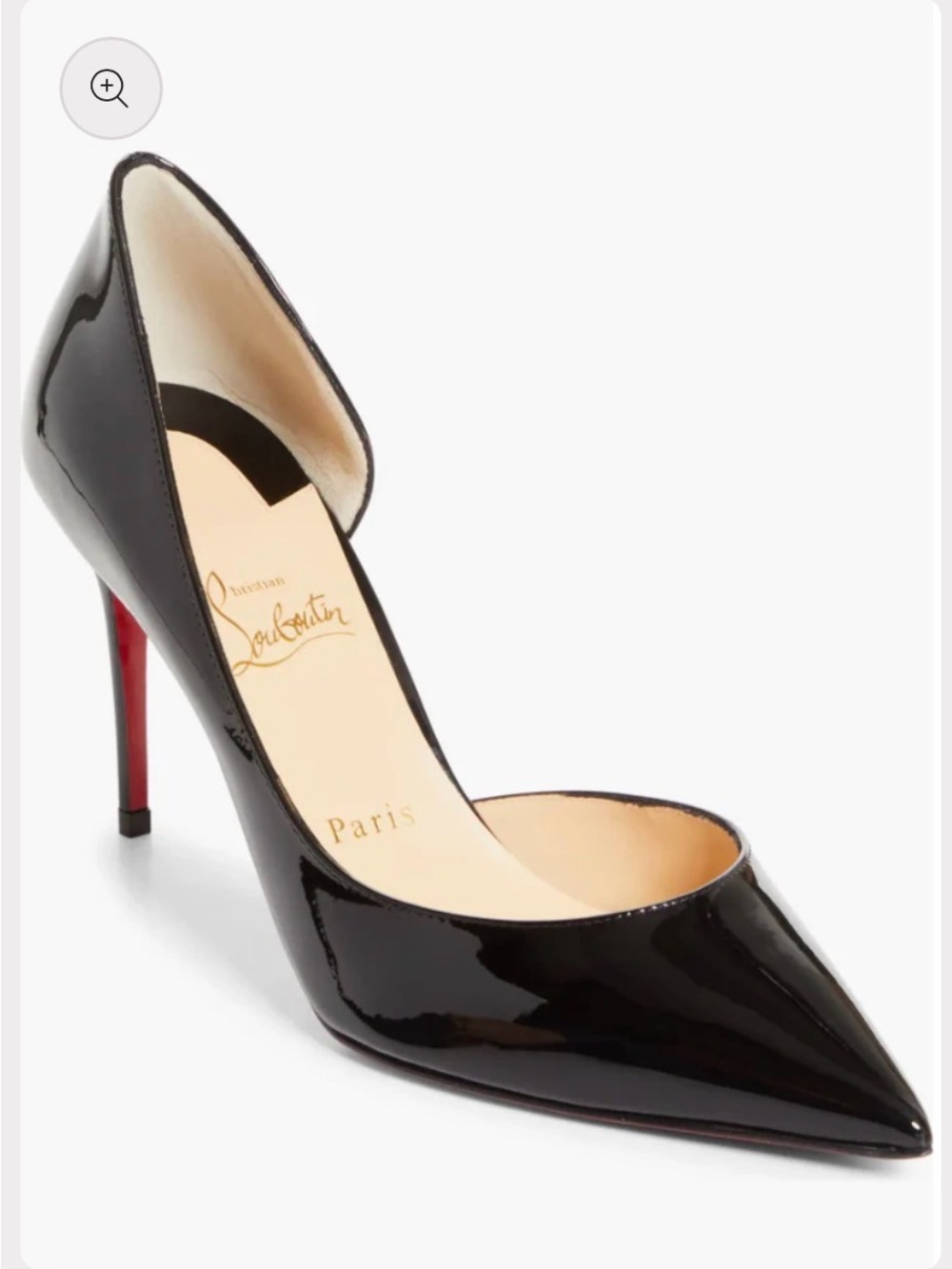 Christian Louboutin Black Patent Pointed-Toe Pump with Red Sole